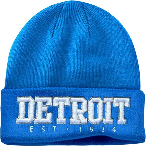 Women's Skyblue & Grey Soft Knit Winter Hat For Cold Weather Beanie Toque Hat - Picture 1 of 6